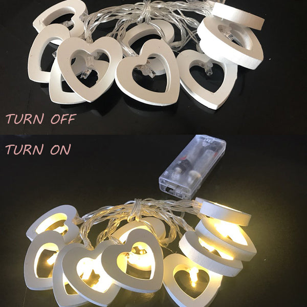 Wooden Heart String Fairy Lights