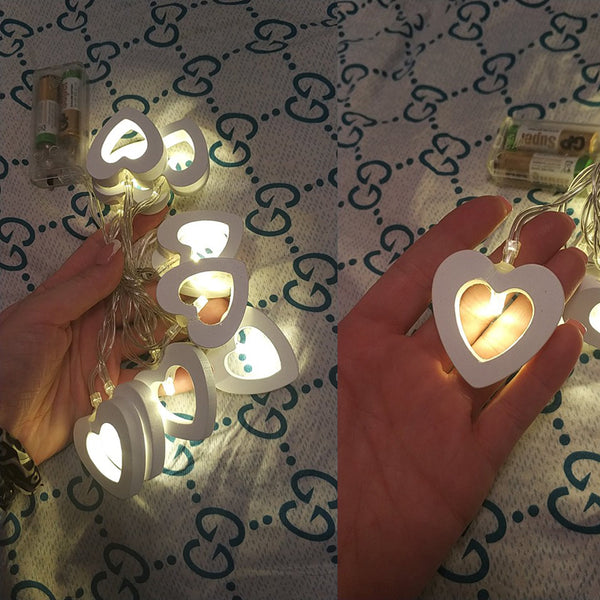 Wooden Heart String Fairy Lights