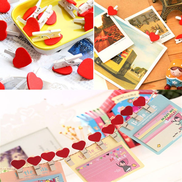 Red Mini Hearts Wooden Pegs