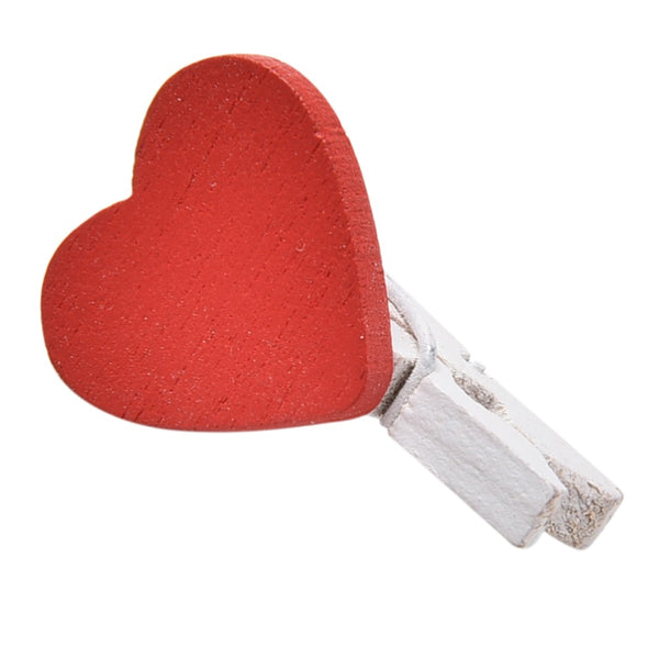 Red Mini Hearts Wooden Pegs