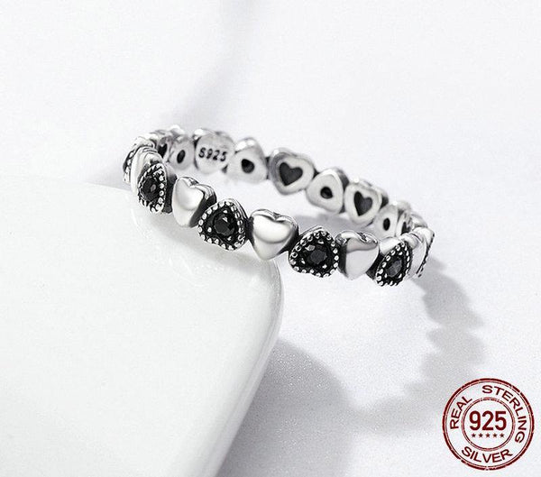 Black Heart Stackable Ring
