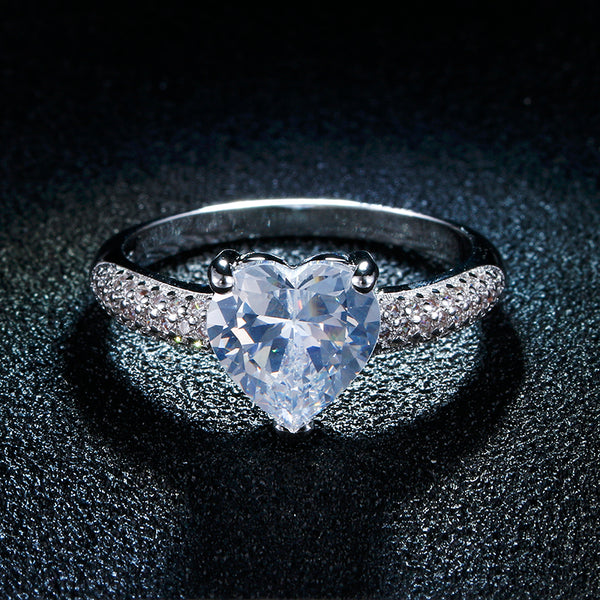 Shaped Heart Crystal Promise Ring