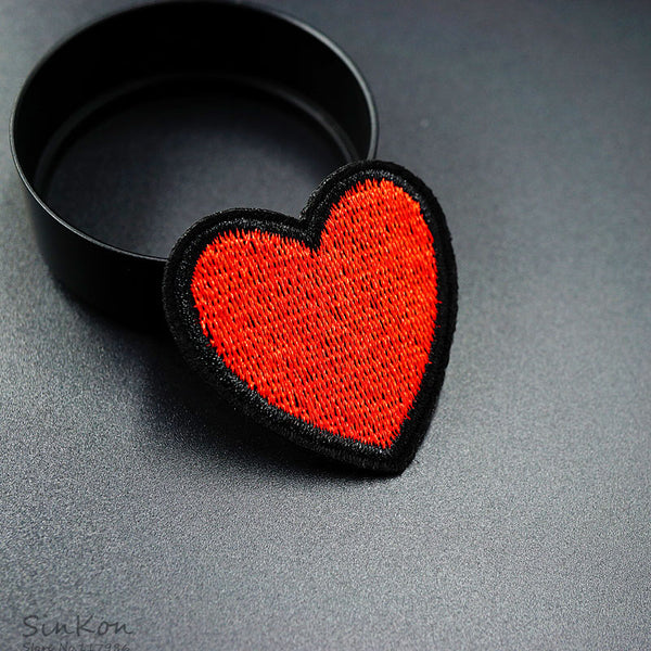 Heart Iron On Embroidered Patch