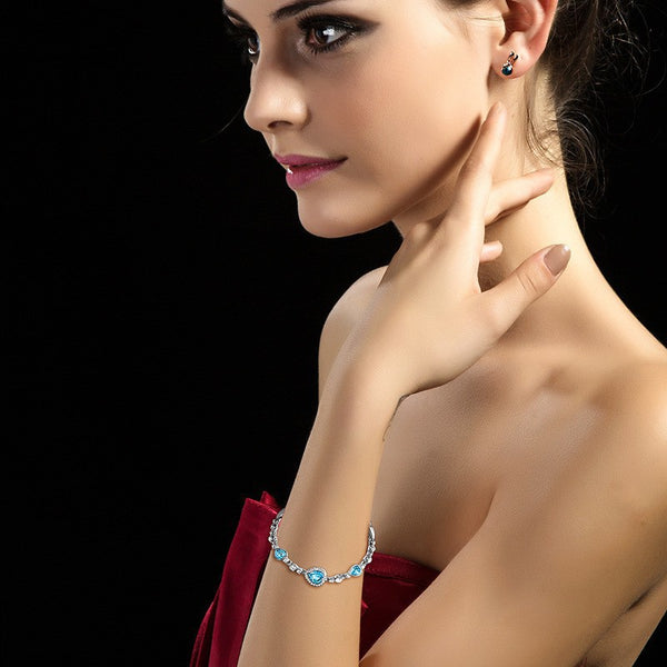 Ocean Blue Heart Crystal Bracelets