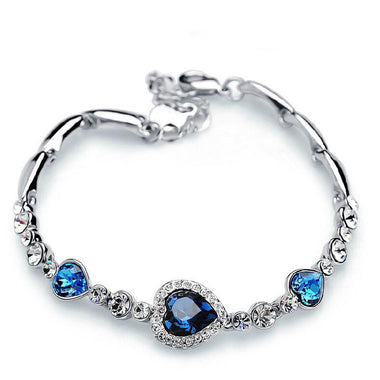 Ocean Blue Heart Crystal Bracelets
