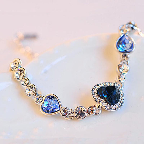 Ocean Blue Heart Crystal Bracelets
