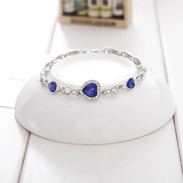 Ocean Blue Heart Crystal Bracelets