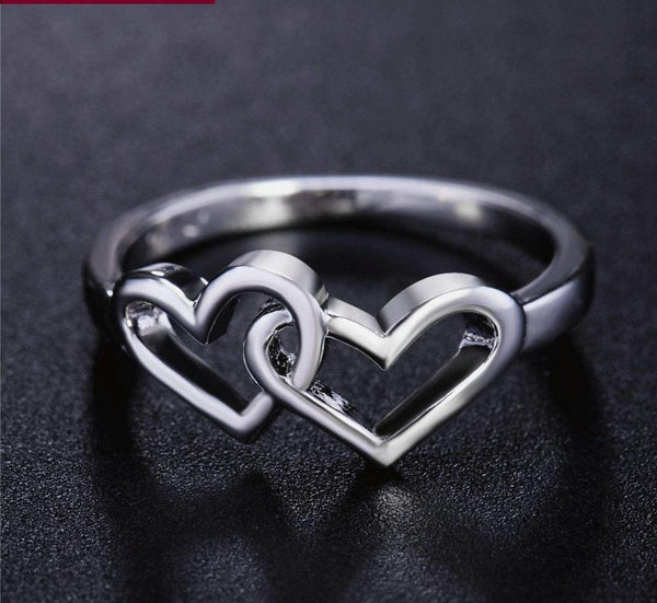 Simple Style Heart To Heart Ring