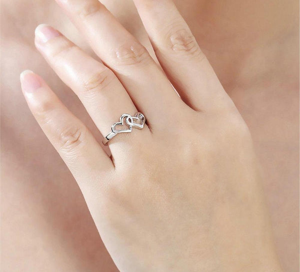 Simple Style Heart To Heart Ring