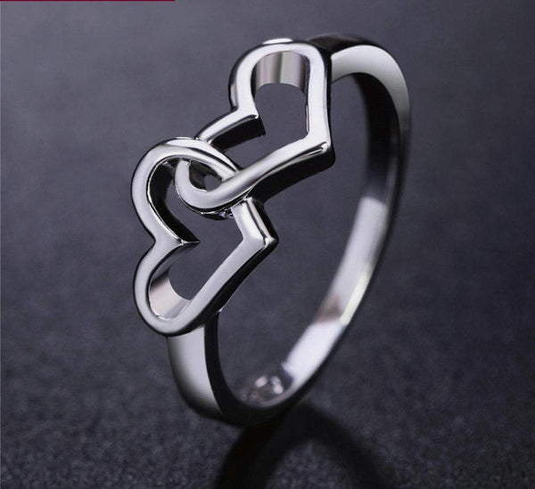 Simple Style Heart To Heart Ring