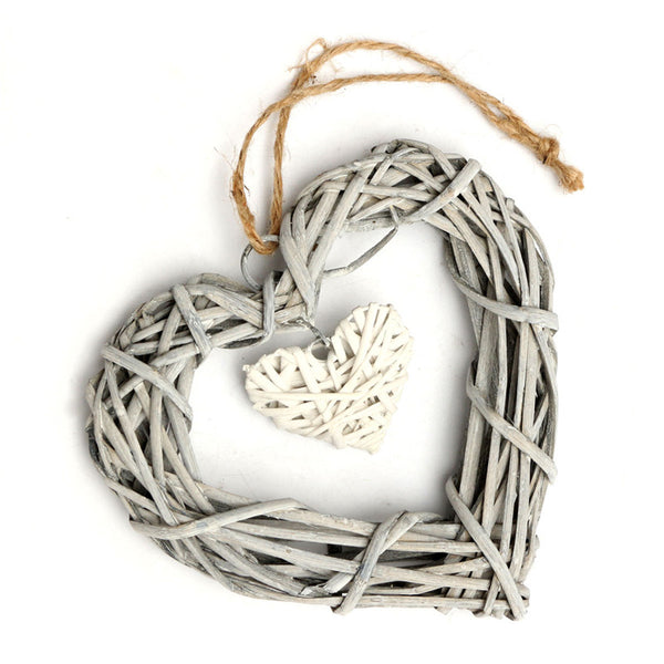 Wicker Hanging Heart Decor