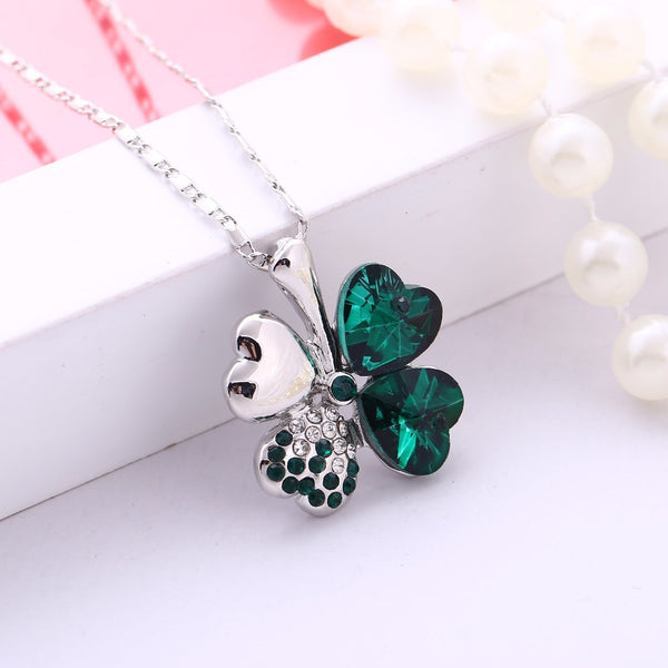 Austrian Crystal Clover Heart