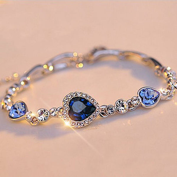 Ocean Blue Heart Crystal Bracelets